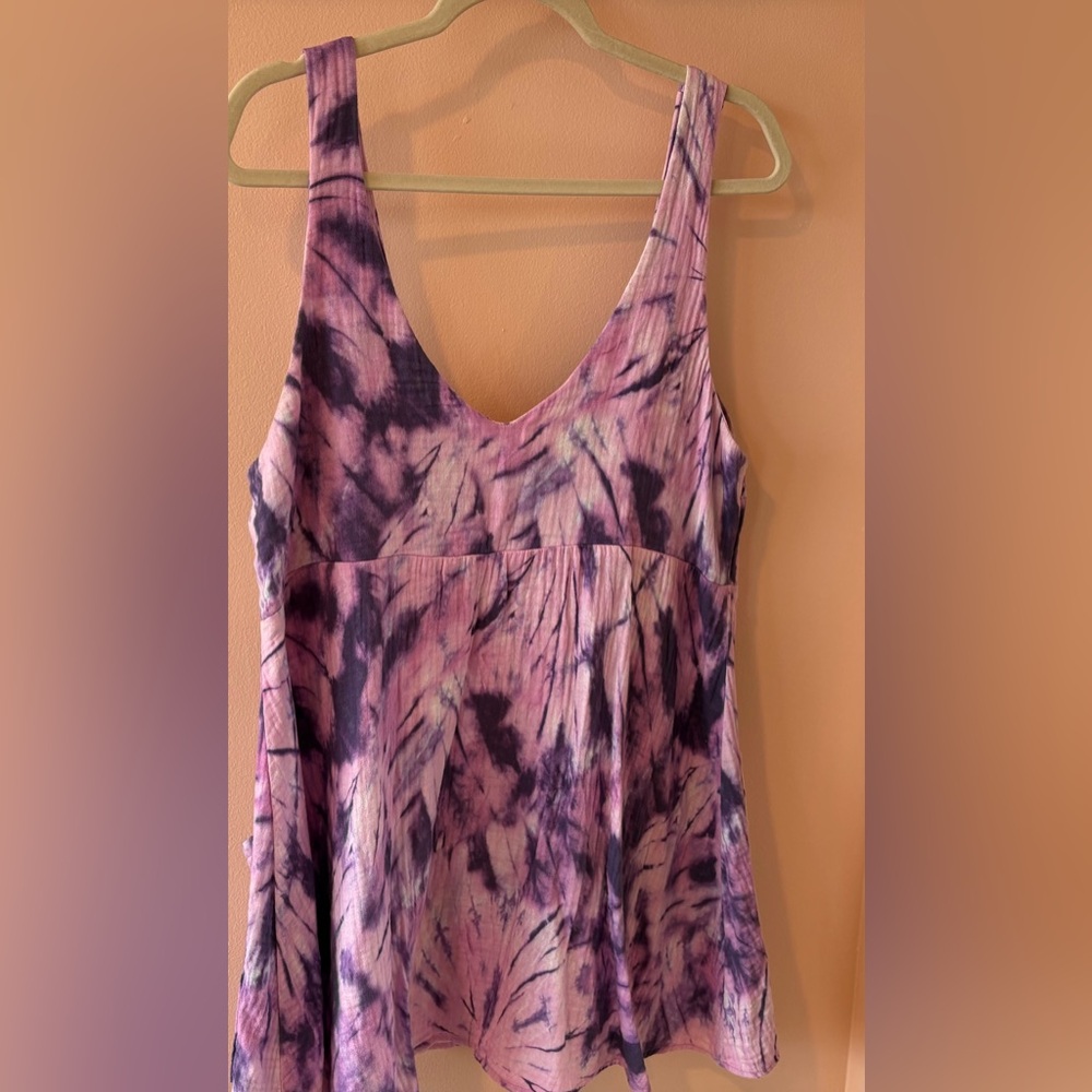 Show Me Your Mumu Weekend Mini Dress in purple tie, pockets, oversized fit Sz S - Picture 2 of 9
